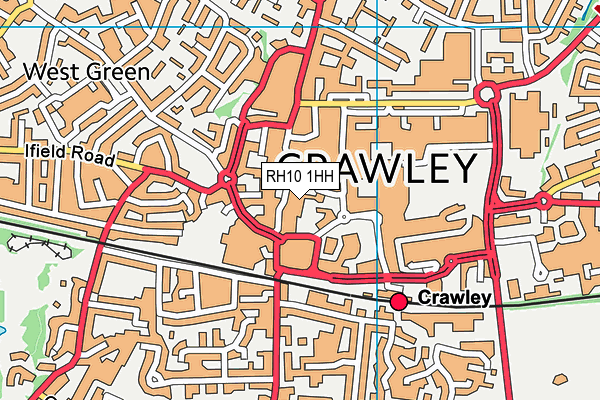 RH10 1HH map - OS VectorMap District (Ordnance Survey)
