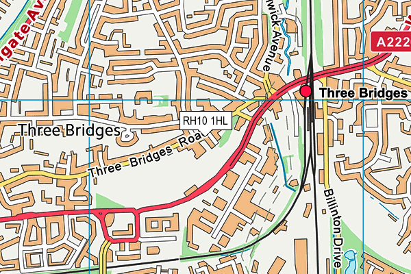 Three Bridges Playing Field map (RH10 1HL) - OS VectorMap District (Ordnance Survey)