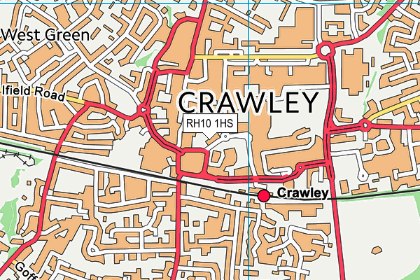 RH10 1HS map - OS VectorMap District (Ordnance Survey)
