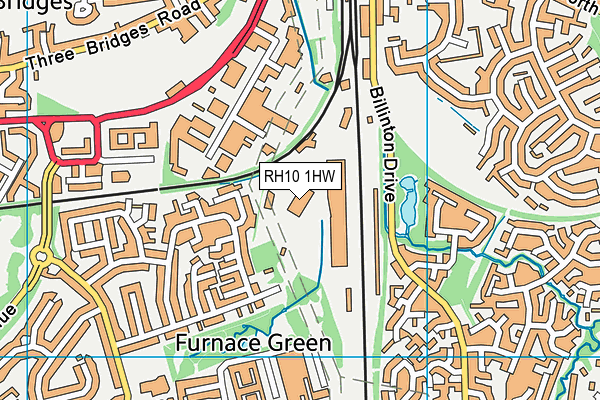 RH10 1HW map - OS VectorMap District (Ordnance Survey)
