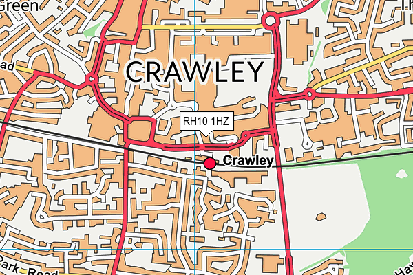 RH10 1HZ map - OS VectorMap District (Ordnance Survey)