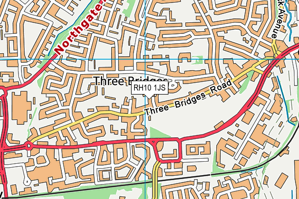 RH10 1JS map - OS VectorMap District (Ordnance Survey)