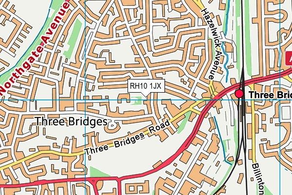 RH10 1JX map - OS VectorMap District (Ordnance Survey)