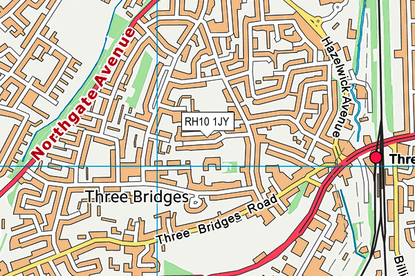 RH10 1JY map - OS VectorMap District (Ordnance Survey)