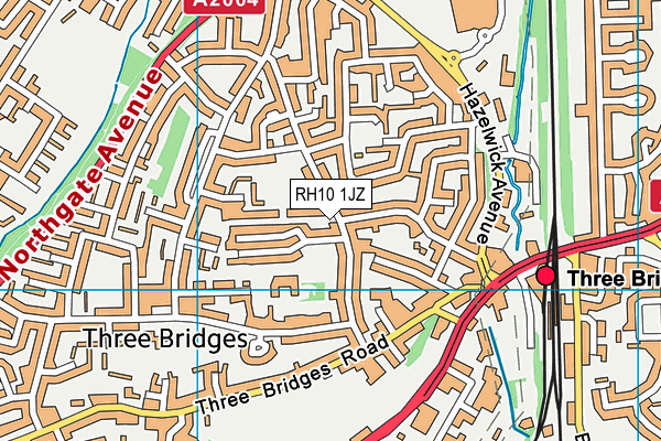 RH10 1JZ map - OS VectorMap District (Ordnance Survey)