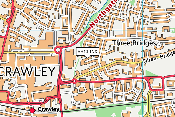RH10 1NX map - OS VectorMap District (Ordnance Survey)