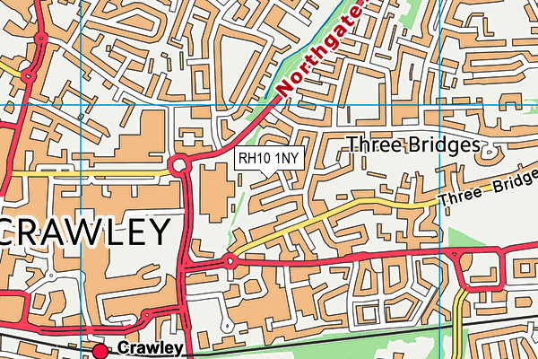 RH10 1NY map - OS VectorMap District (Ordnance Survey)