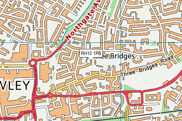 RH10 1PB map - OS VectorMap District (Ordnance Survey)