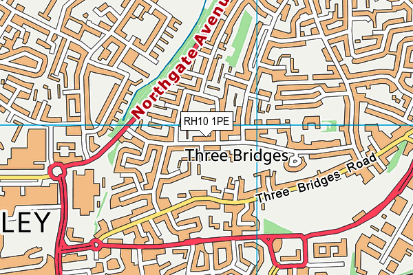 RH10 1PE map - OS VectorMap District (Ordnance Survey)