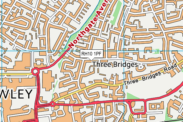 RH10 1PF map - OS VectorMap District (Ordnance Survey)