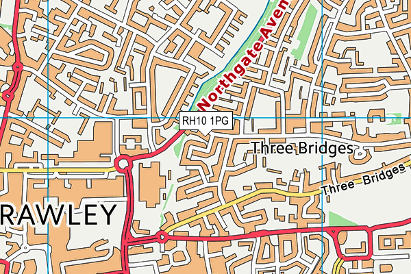 RH10 1PG map - OS VectorMap District (Ordnance Survey)