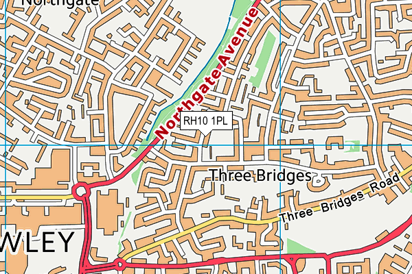 RH10 1PL map - OS VectorMap District (Ordnance Survey)