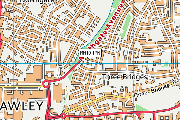 RH10 1PN map - OS VectorMap District (Ordnance Survey)