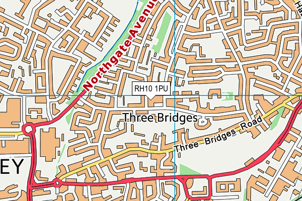 RH10 1PU map - OS VectorMap District (Ordnance Survey)