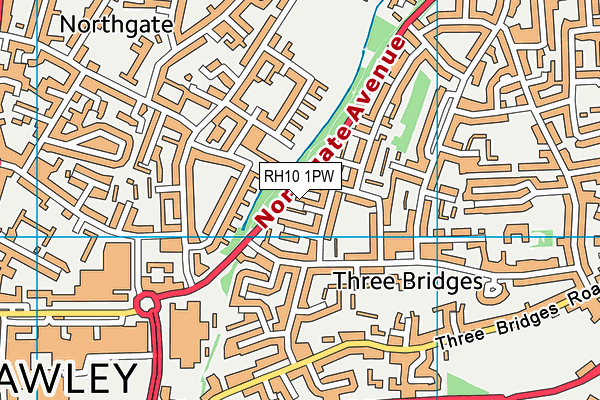 RH10 1PW map - OS VectorMap District (Ordnance Survey)