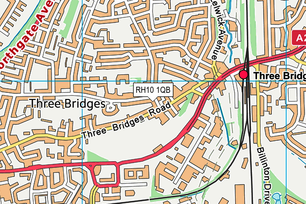 RH10 1QB map - OS VectorMap District (Ordnance Survey)