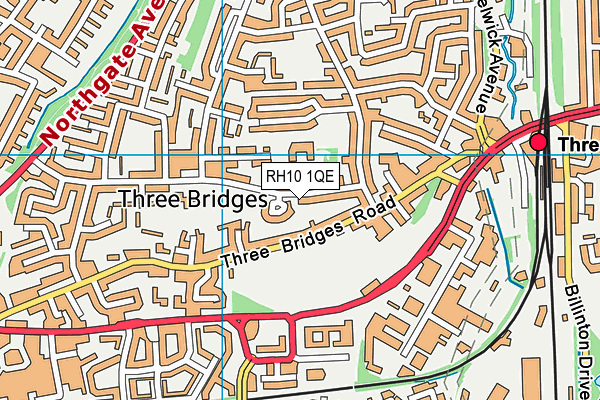 RH10 1QE map - OS VectorMap District (Ordnance Survey)