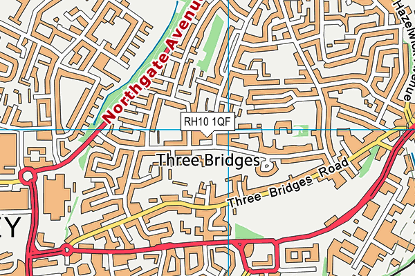 RH10 1QF map - OS VectorMap District (Ordnance Survey)