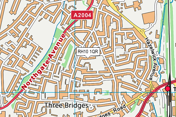 RH10 1QR map - OS VectorMap District (Ordnance Survey)