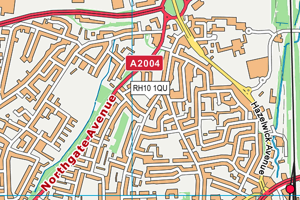 RH10 1QU map - OS VectorMap District (Ordnance Survey)