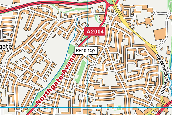 RH10 1QY map - OS VectorMap District (Ordnance Survey)