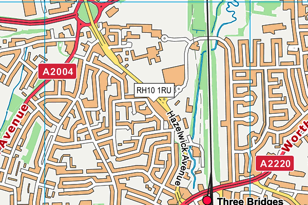 RH10 1RU map - OS VectorMap District (Ordnance Survey)