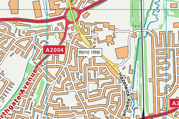 RH10 1RW map - OS VectorMap District (Ordnance Survey)