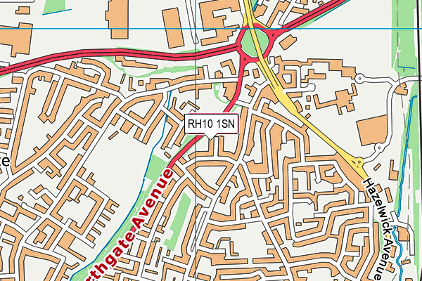 RH10 1SN map - OS VectorMap District (Ordnance Survey)