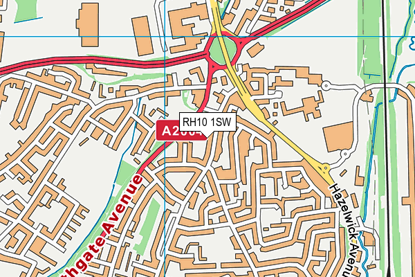 RH10 1SW map - OS VectorMap District (Ordnance Survey)