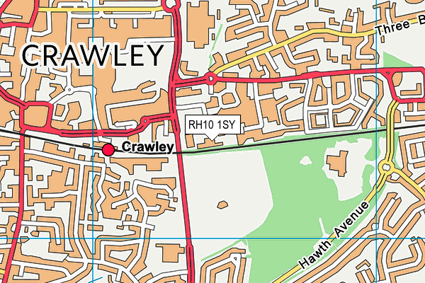 RH10 1SY map - OS VectorMap District (Ordnance Survey)