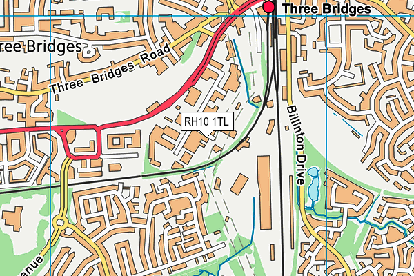 RH10 1TL map - OS VectorMap District (Ordnance Survey)