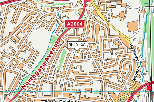 RH10 1XS map - OS VectorMap District (Ordnance Survey)