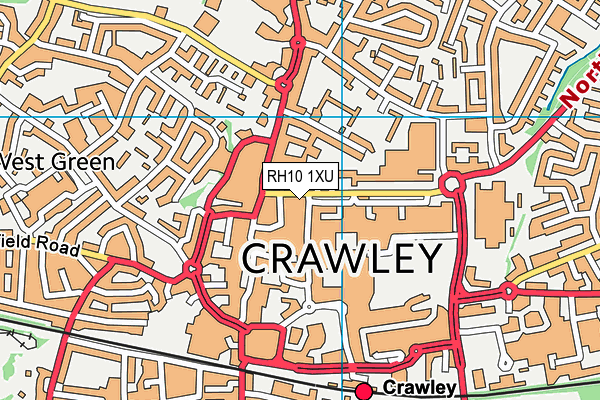 RH10 1XU map - OS VectorMap District (Ordnance Survey)