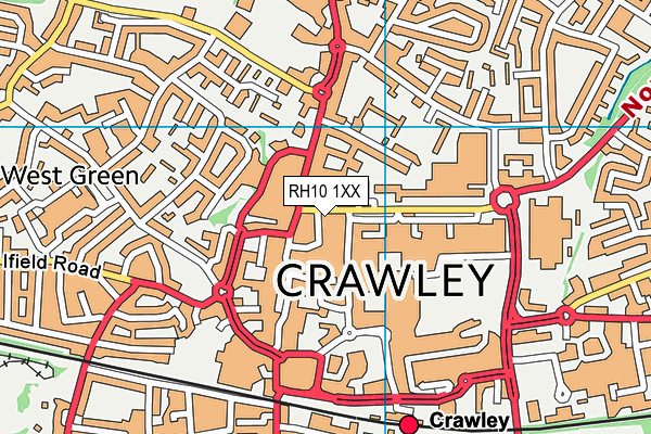RH10 1XX map - OS VectorMap District (Ordnance Survey)