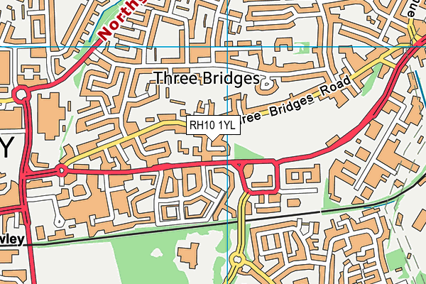 RH10 1YL map - OS VectorMap District (Ordnance Survey)