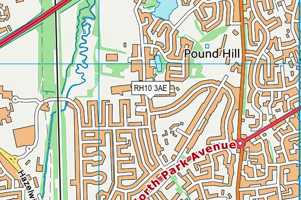 RH10 3AE map - OS VectorMap District (Ordnance Survey)