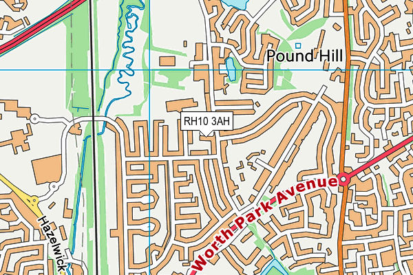 RH10 3AH map - OS VectorMap District (Ordnance Survey)
