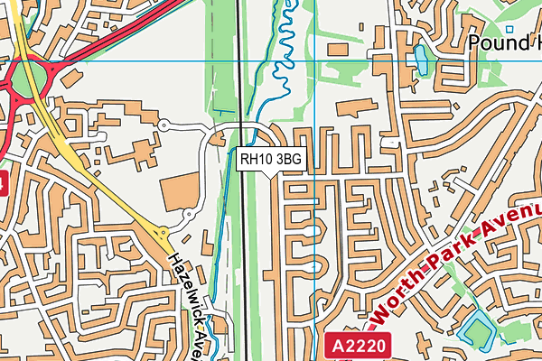 RH10 3BG map - OS VectorMap District (Ordnance Survey)