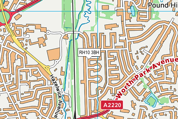 RH10 3BH map - OS VectorMap District (Ordnance Survey)