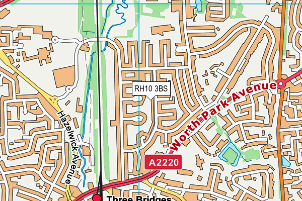 RH10 3BS map - OS VectorMap District (Ordnance Survey)