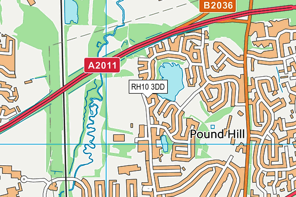 RH10 3DD map - OS VectorMap District (Ordnance Survey)
