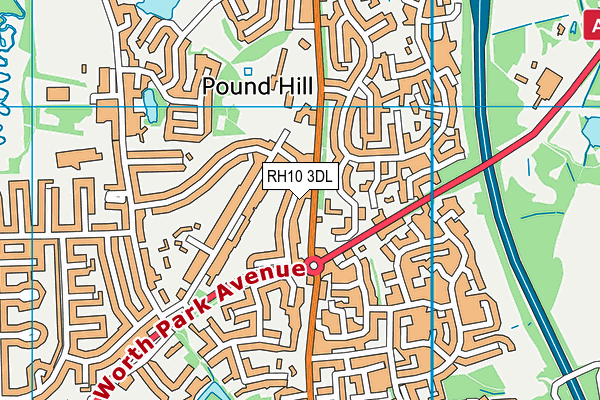 RH10 3DL map - OS VectorMap District (Ordnance Survey)