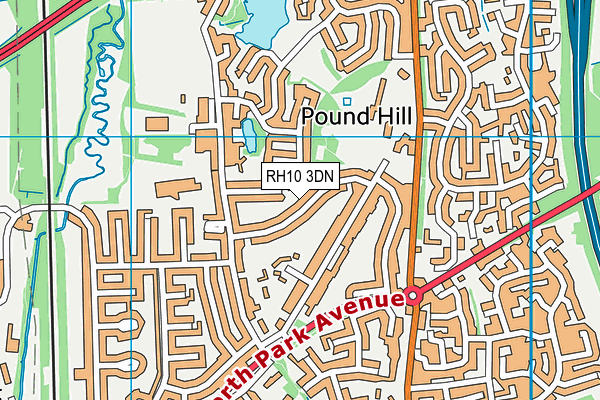 RH10 3DN map - OS VectorMap District (Ordnance Survey)