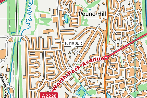 RH10 3DR map - OS VectorMap District (Ordnance Survey)