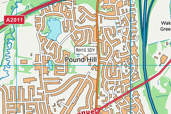 RH10 3DY map - OS VectorMap District (Ordnance Survey)