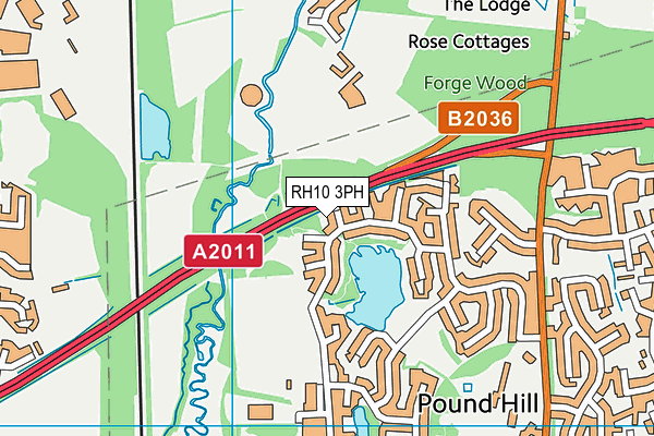 RH10 3PH map - OS VectorMap District (Ordnance Survey)