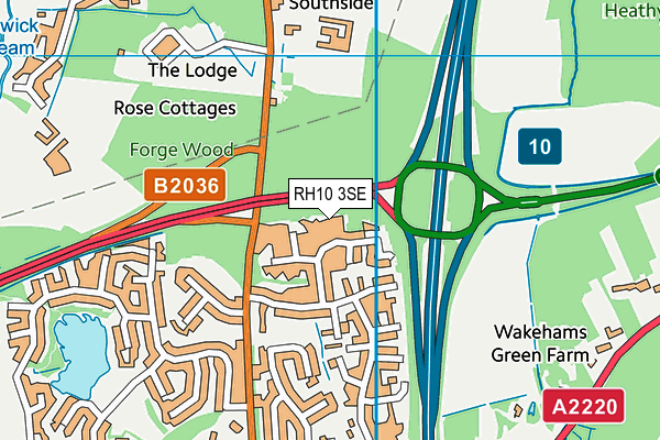 RH10 3SE map - OS VectorMap District (Ordnance Survey)