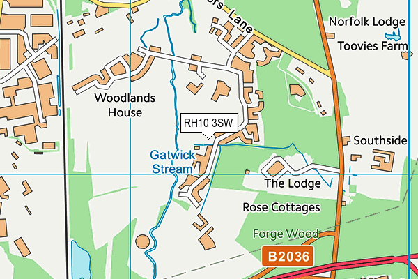 RH10 3SW map - OS VectorMap District (Ordnance Survey)