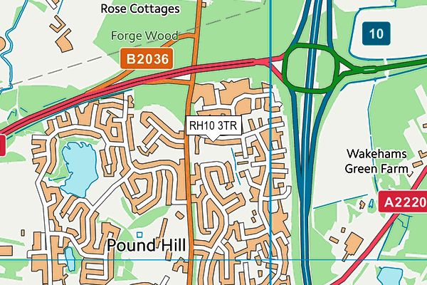 RH10 3TR map - OS VectorMap District (Ordnance Survey)