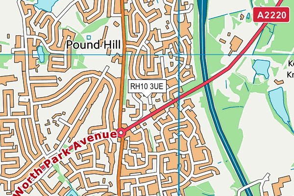 RH10 3UE map - OS VectorMap District (Ordnance Survey)